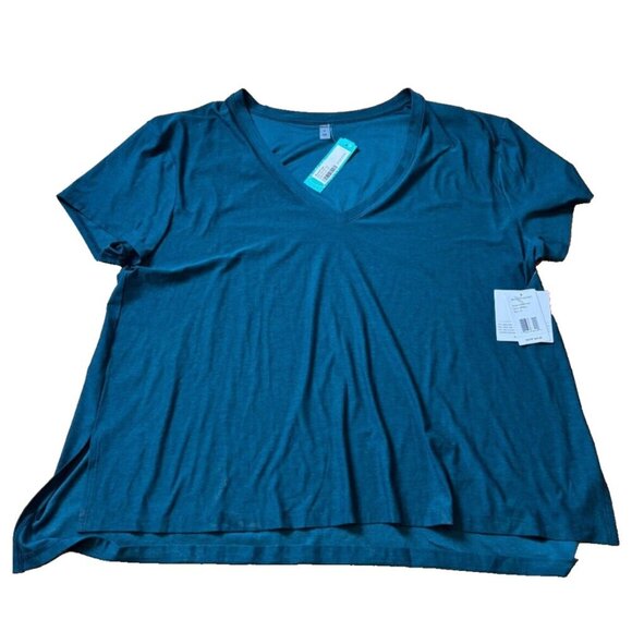 Beyond Yoga Featherweight V-Neck Split Up Long Tee Dark Green Womens 1X $66 NWT - Picture 4 of 10